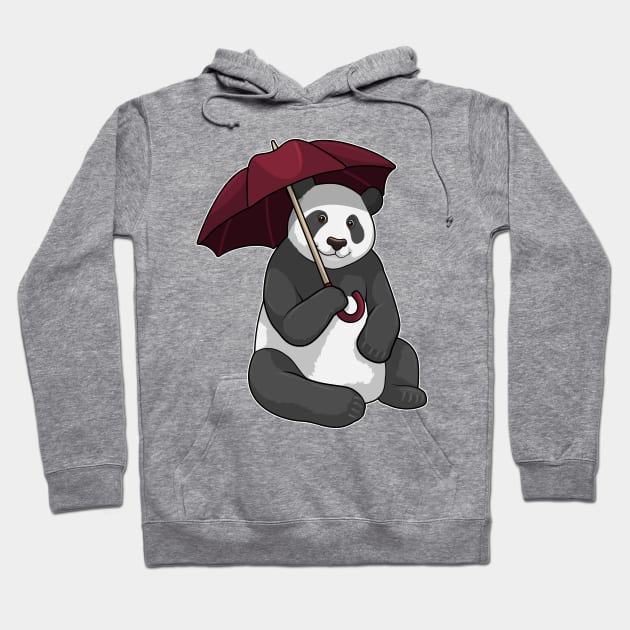 Panda at Rain with Umbrella Hoodie by Markus Schnabel